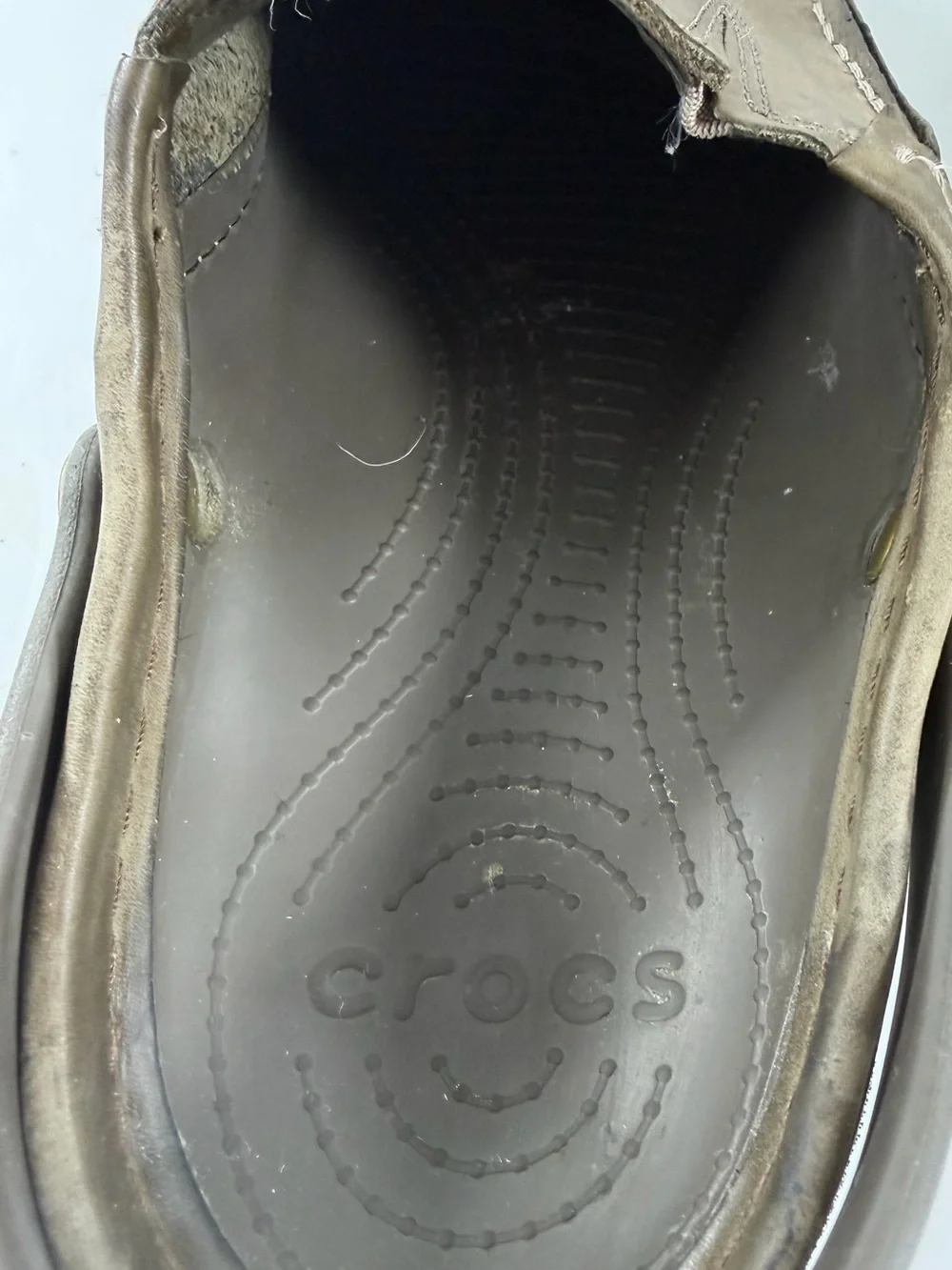 Crocs Leather Loafer Clogs Men’s 10 Brown Convertible Slingback Comfort Shoes